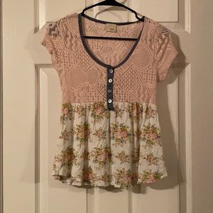 Knit Crochet Floral Top